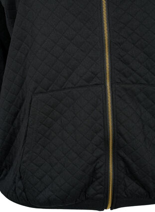 Quilted sports cardigan with hood, Black, Packshot image number 3