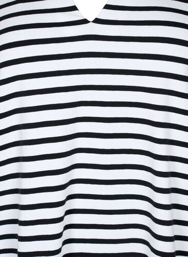 Cotton t-shirt with stripes and v-neck, B. White/Bl. Stripes, Packshot image number 2