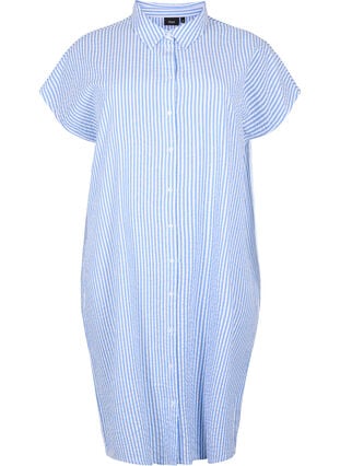 Long striped cotton shirt, Light Blue Stripe, Packshot image number 0