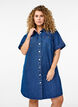 Denim dress with short sleeves and buttons, Blue, Model image number 0