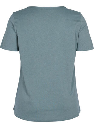 Short-sleeved T-shirt with V-neck and mesh, Balsam Green, Packshot image number 1