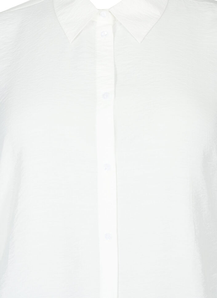 Viscose shirt with ruffle detail, Bright White, Packshot image number 2