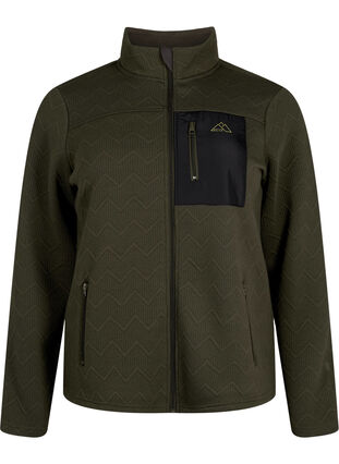 Sporty fleece jacket with pockets, Forest Night, Packshot image number 0