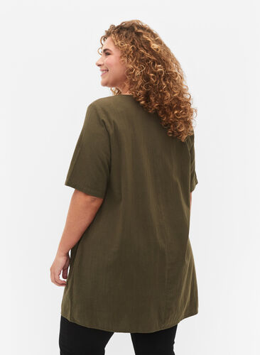 FLASH - Short sleeved tunic in cotton, Forest Night, Model image number 1
