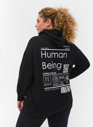 Cardigan with a hood and print, Black Human, Model image number 1
