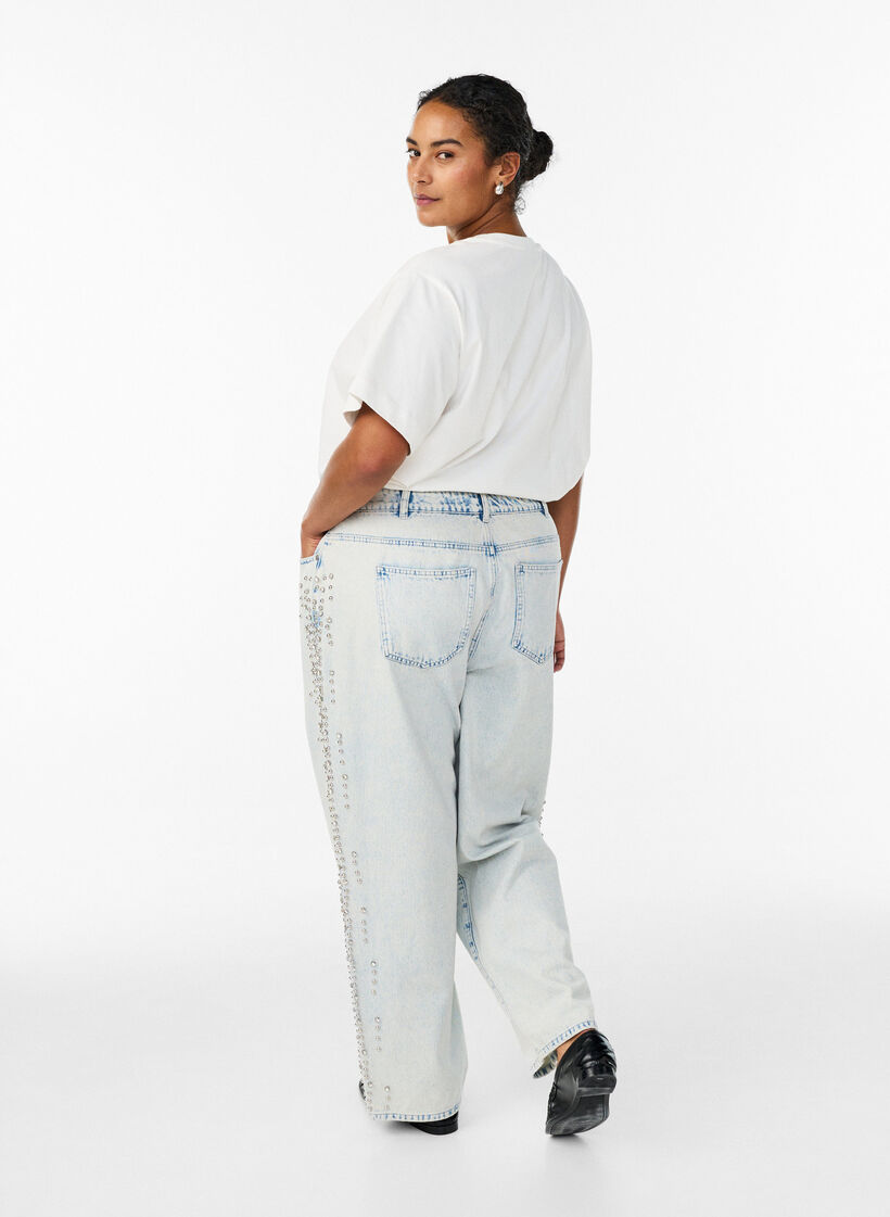 Kiana jeans with decorative details along the sides, Light Blue, Model