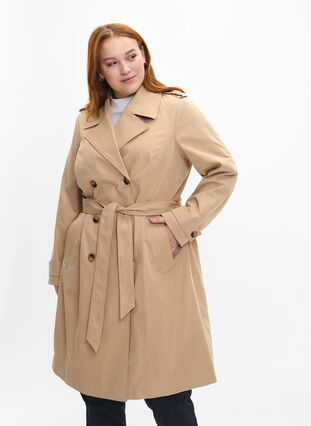 Trench coat with pockets and belt, Nomad, Model image number 0