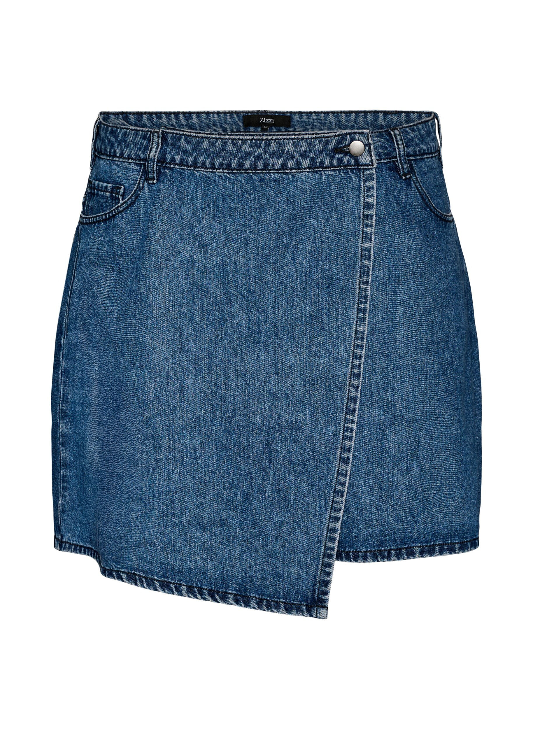 Zizzifashion Short A-line denim skirt, Blue, Packshot image number 0
