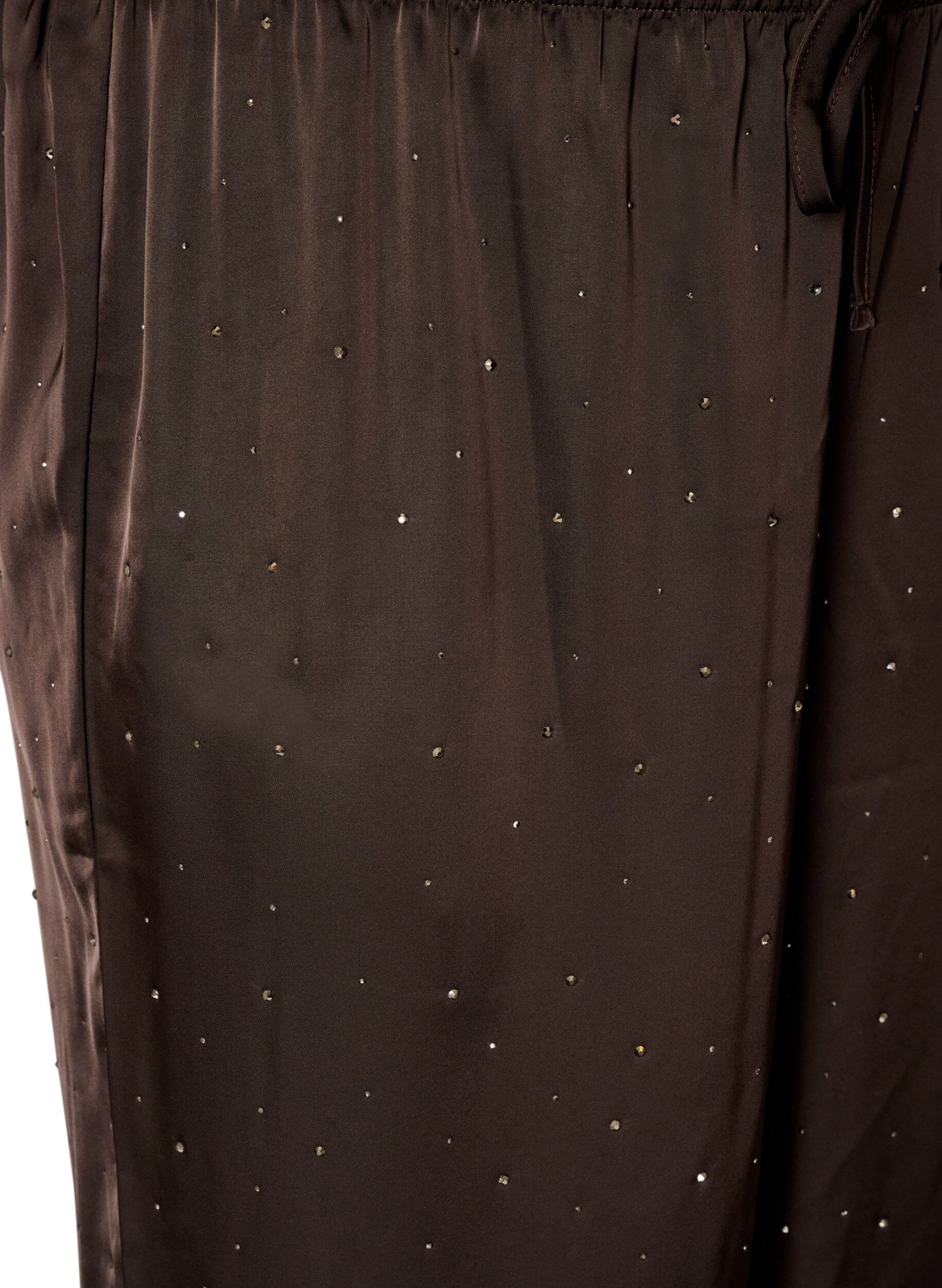 ZizzifashionSatin balloon trousers with rhinestones, Brown, Packshot image number 2