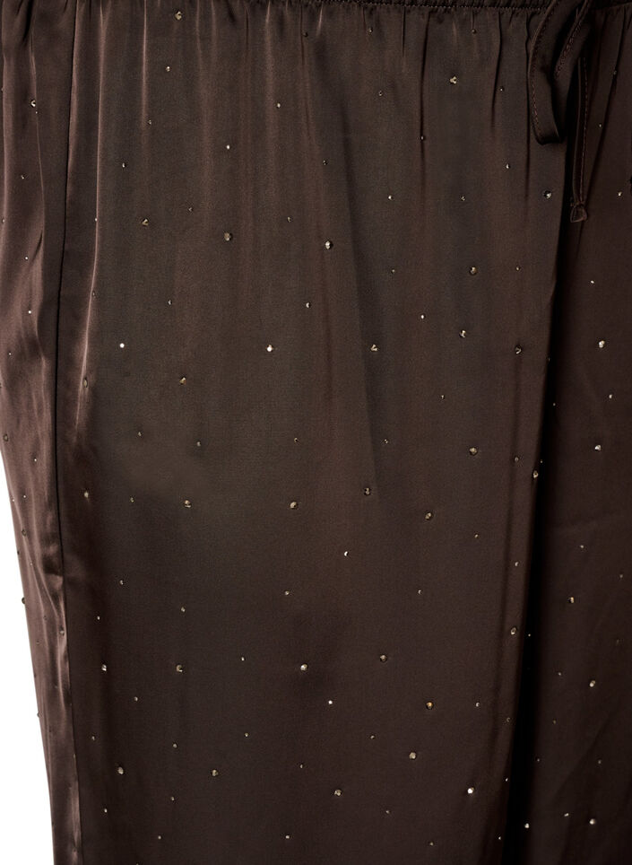 Satin balloon trousers with rhinestones, Brown, Packshot image number 2