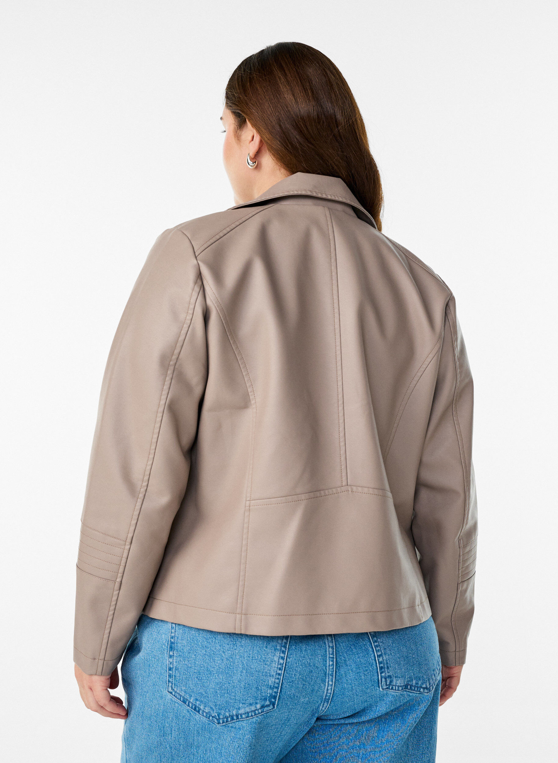 ZizzifashionBiker jacket in faux leather, Beige, Model image number 2