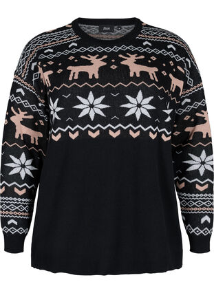 Christmas knitted sweater, Black Comb, Packshot image number 0