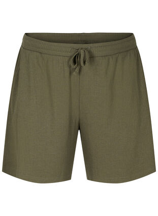 Shorts in ribbed fabric with pockets, Dusty Olive, Packshot image number 0
