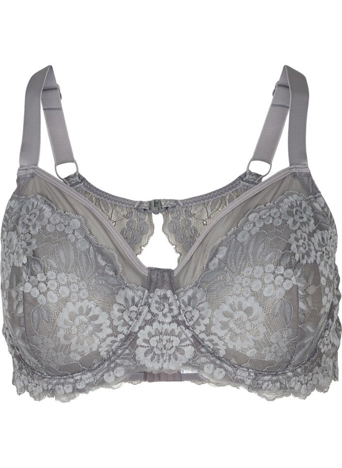 Buy Zivame Floral Lace Padded Strapless Bra- Grey at Rs.895 online