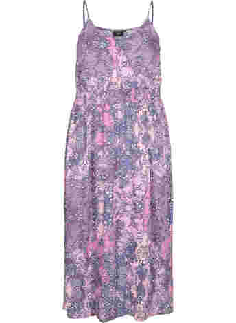 Sleeveless viscose midi dress with a paisley print