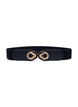 Elasticated waist belt with gold details, Black, Packshot image number 0
