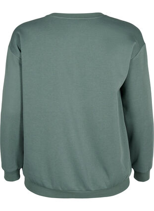 Sweatshirt with terry text, Duck Green, Packshot image number 1