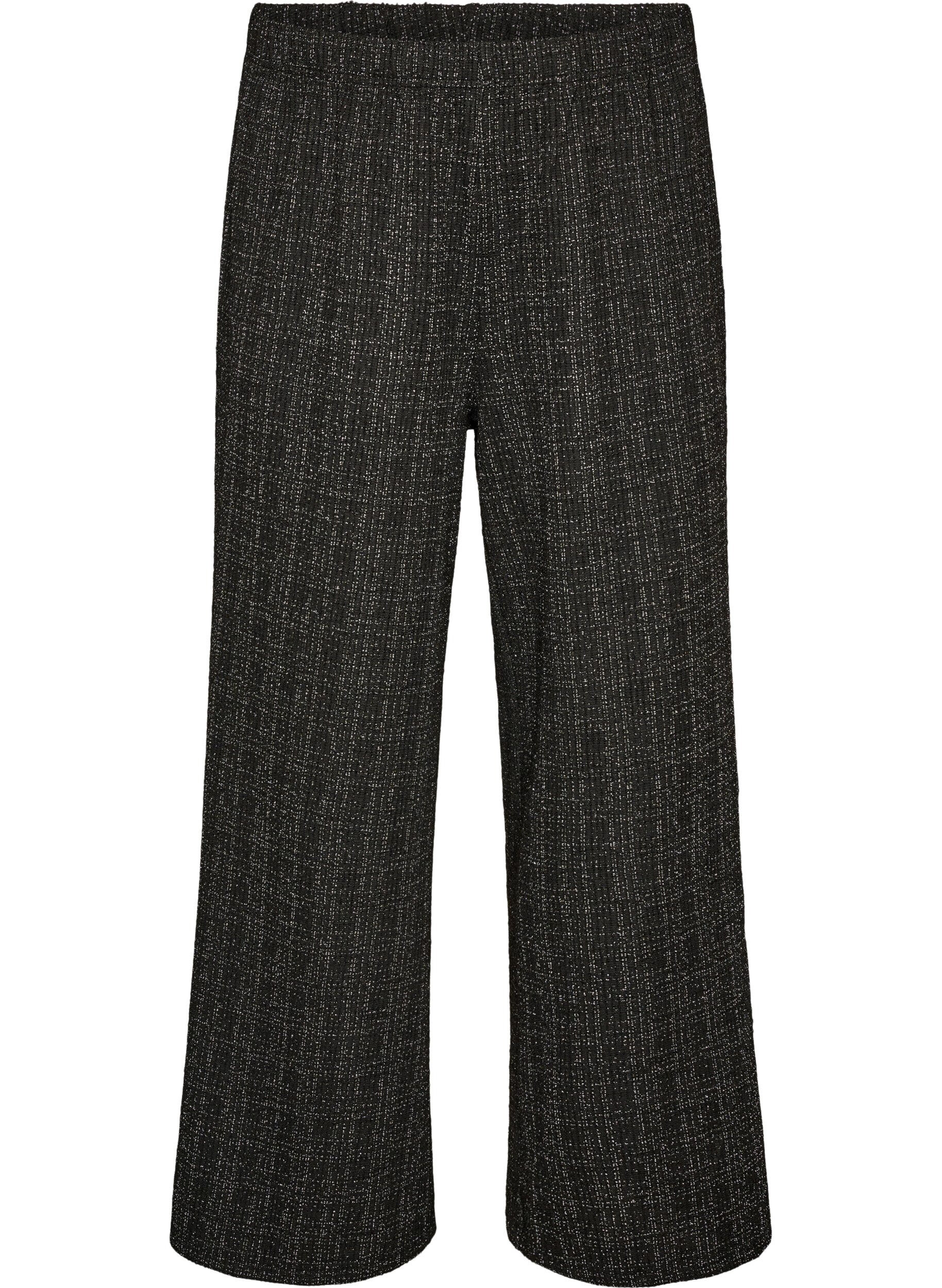 ZizzifashionStraight-leg boucl&eacute; trousers, Black, Packshot image number 0