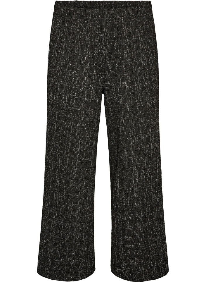 Straight-leg boucl&eacute; trousers, Black, Packshot image number 0