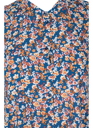 Printed viscose tunic with buttons, Amberglow Flowers, Packshot image number 2