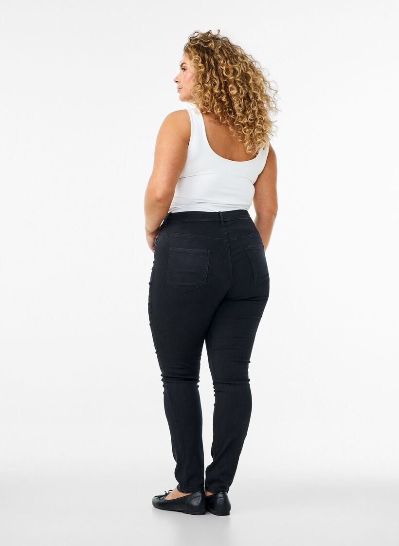 Super slim Amy jeans with high waist, Black, Model image number 1