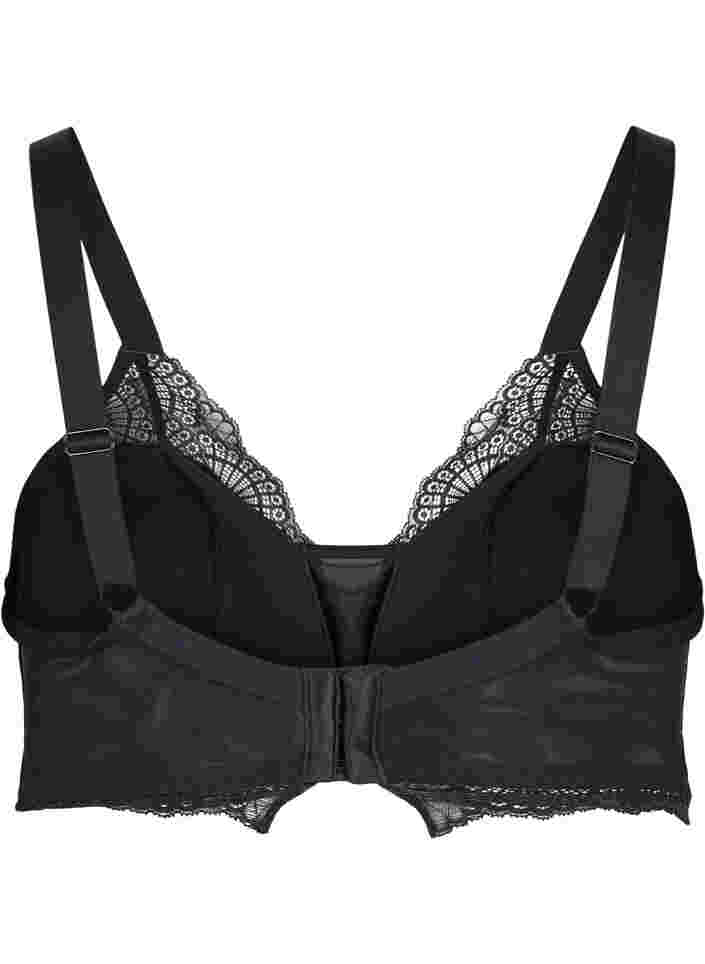 Lightly padded lace bra with mesh, Black, Packshot image number 1