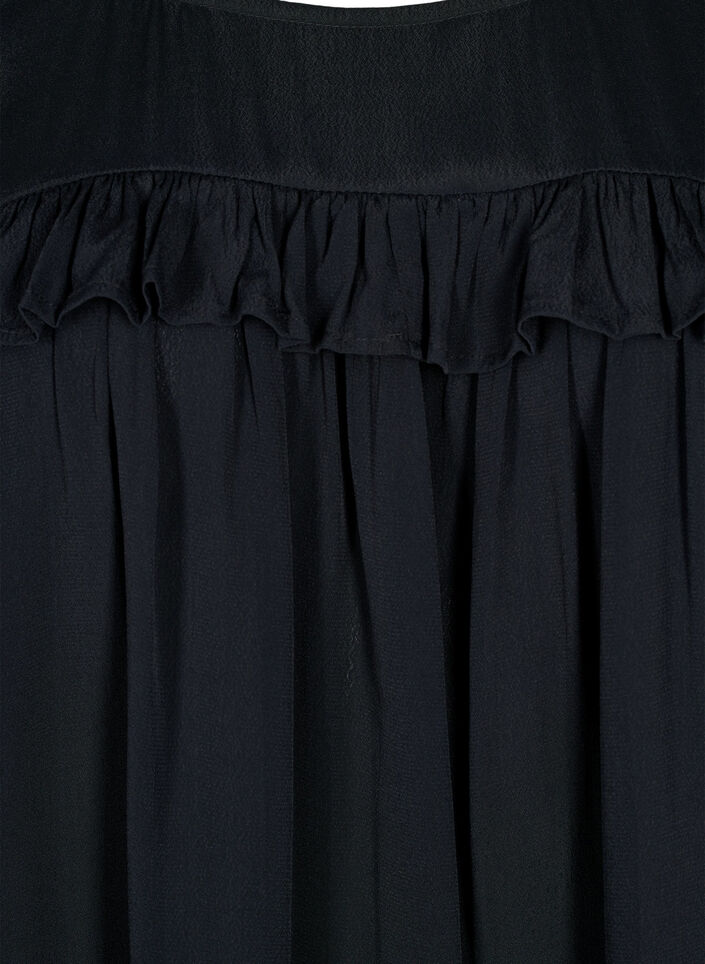 Viscose tunic with ruffles, Black, Packshot image number 2