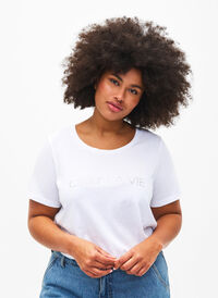 T-shirt with rhinestones, B.White W.Rhinestone, Model