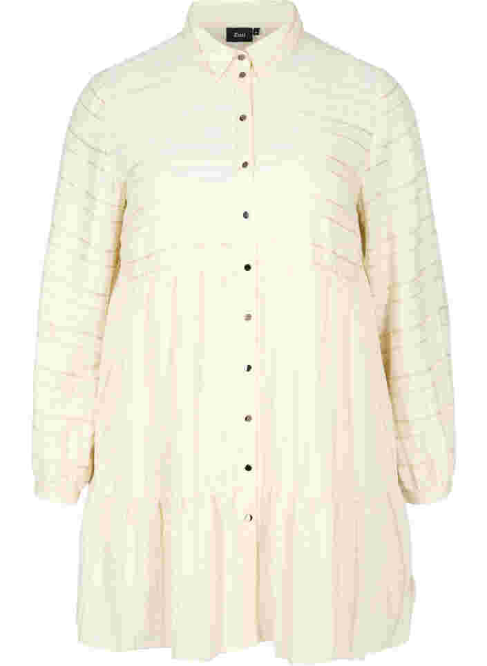 Patterned viscose tunic with buttons and long sleeves, Fog, Packshot image number 0
