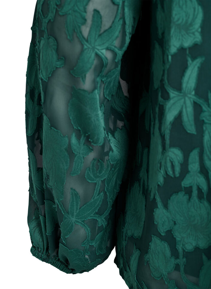 Blouse with buttons and floral pattern, Green, Packshot image number 3