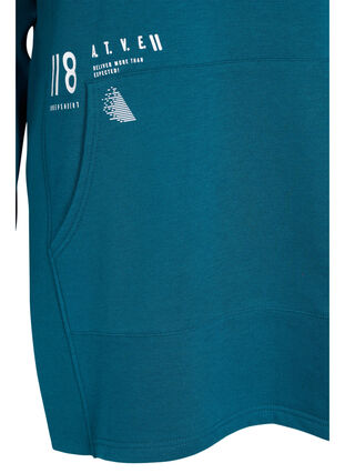 Long sweatshirt with slits and pocket, Deep Teal, Packshot image number 3