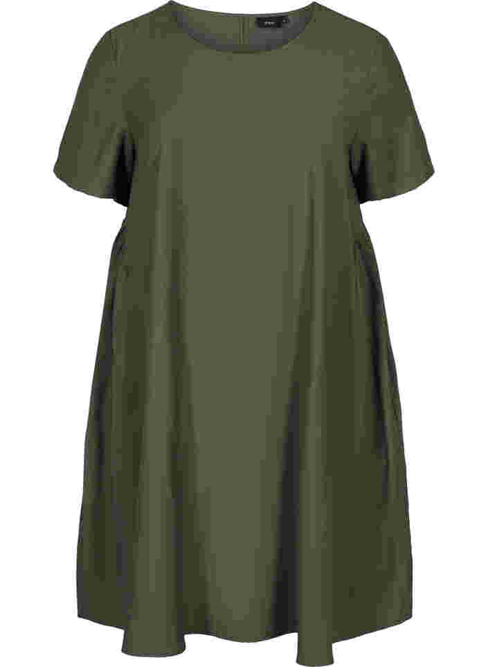 Short-sleeved A-line tunic, Thyme, Packshot image number 0