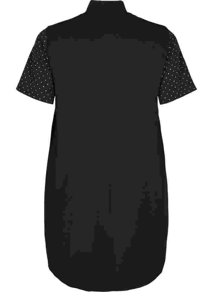 Short sleeve dress with stones, Black, Packshot image number 1
