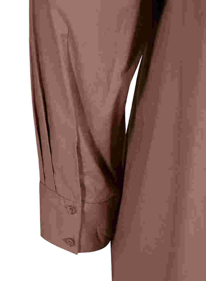 Long cotton shirt with big collar, Deep Taupe, Packshot image number 3
