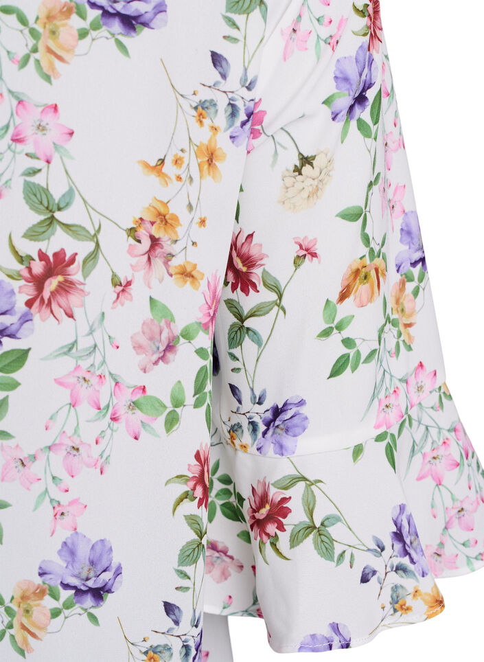Floral midi dress with 3/4 sleeves, Rose, Packshot image number 3