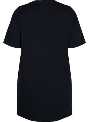 Long cotton t-shirt with chest pockets and rivets, Black, Packshot image number 1