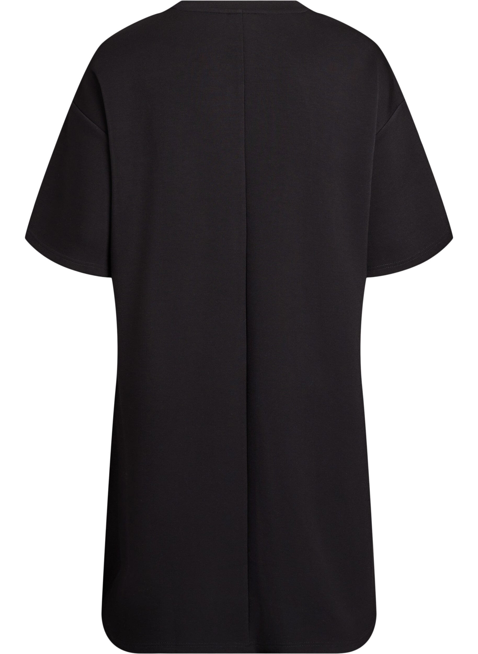 Zizzifashion T-shirt dress in jersey with side slits, Black, Packshot image number 1