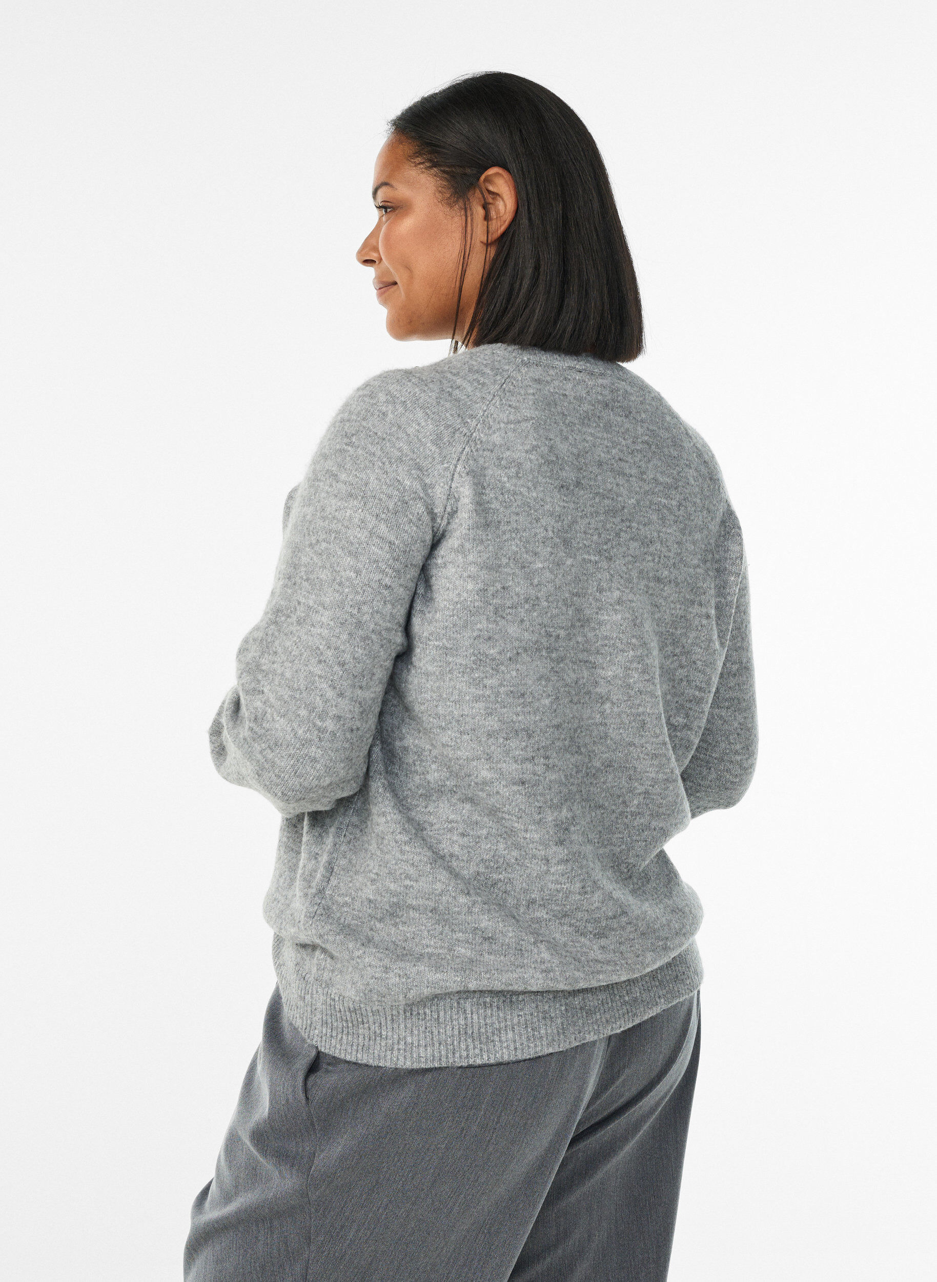 ZizzifashionJumper with pearl embroidery, Grey, Model image number 2