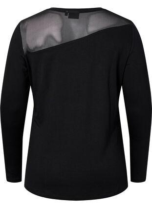 Training top with mesh and long sleeves, Black, Packshot image number 1