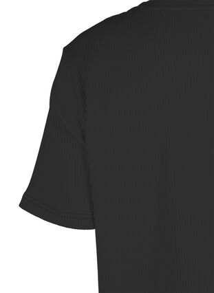 Cotton t-shirt with rib structure, Black, Packshot image number 3