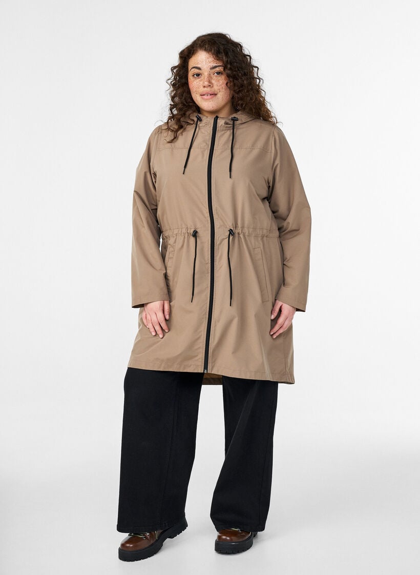 FLASH - Lightweight parka with a hood, Brown, Model image number 1