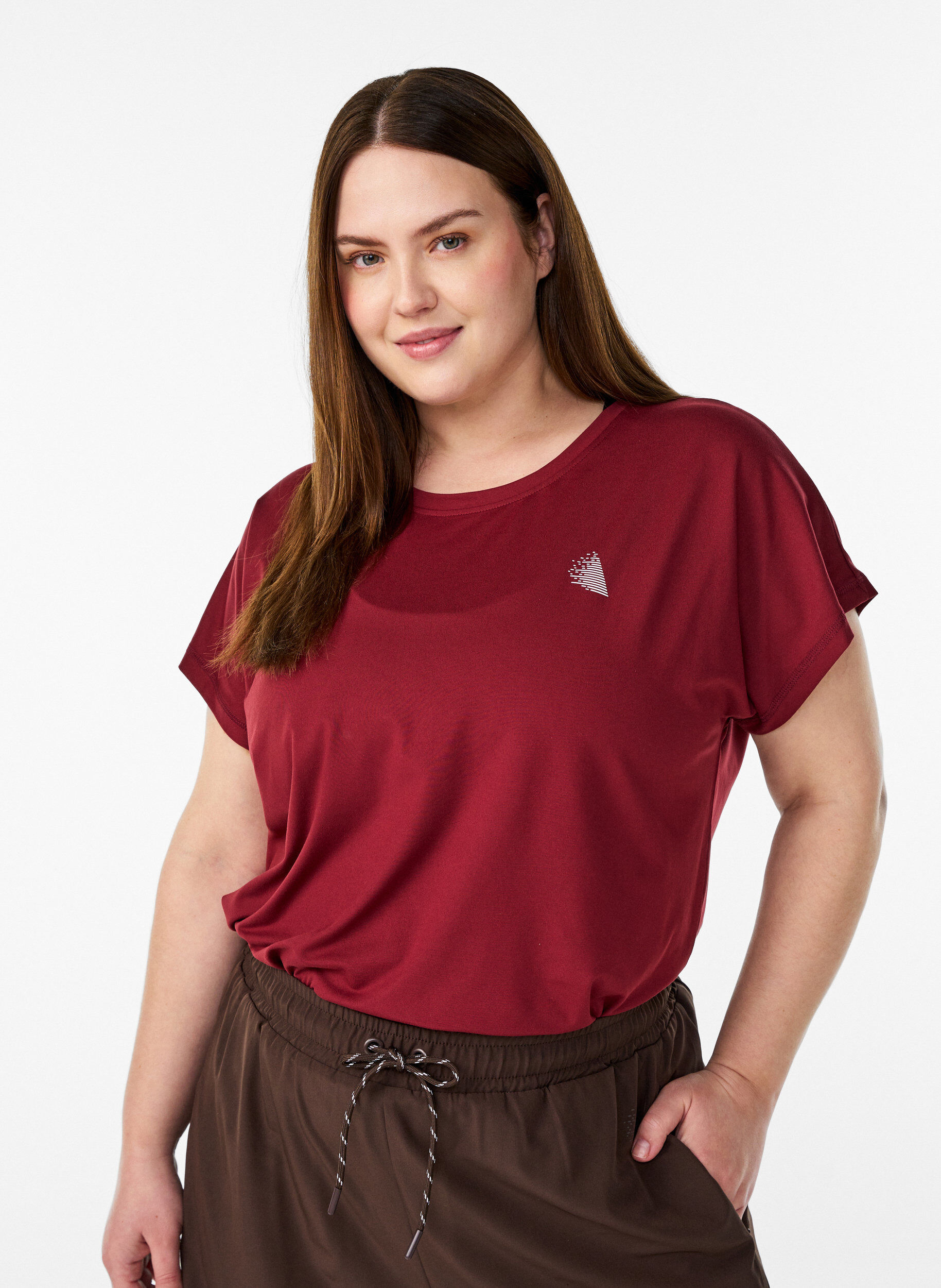 Solid-coloured training T-shirt, Red, Model