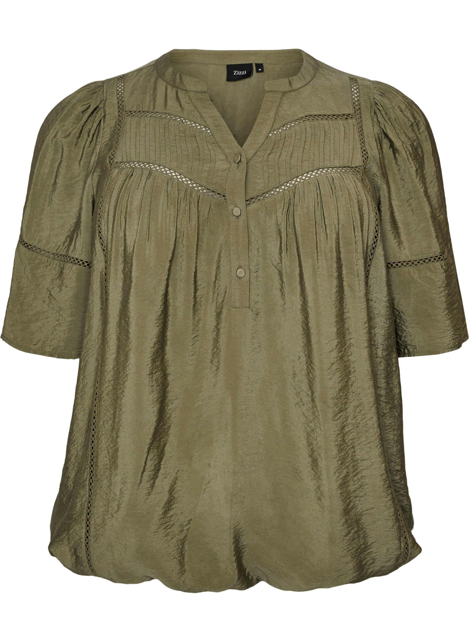 Viscose blouse with pintucks and balloon effect