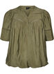 Viscose blouse with pintucks and balloon effect, Green, Packshot image number 0