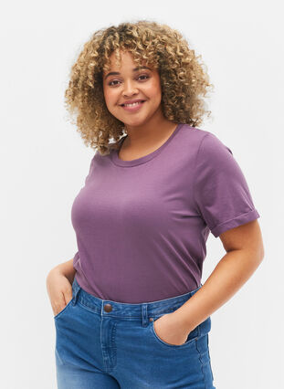 Basic cotton t-shirt, Vintage Violet, Model image number 0