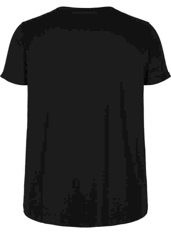 Sports t-shirt with print, Black Diva Pink, Packshot image number 1