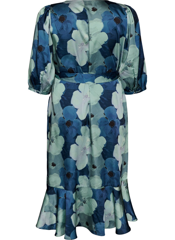 Floral wrap dress with 3/4 sleeves, Mixed colours, Packshot image number 1