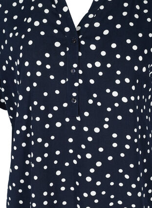 Short-sleeved viscose tunic with print, Night Sky Dot, Packshot image number 2