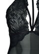 Halterneck bodystocking with lace and strings, Black, Packshot image number 2