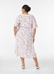 Viscose midi dress with a floral print and ruffle collar, Vanilla, Model image number 1